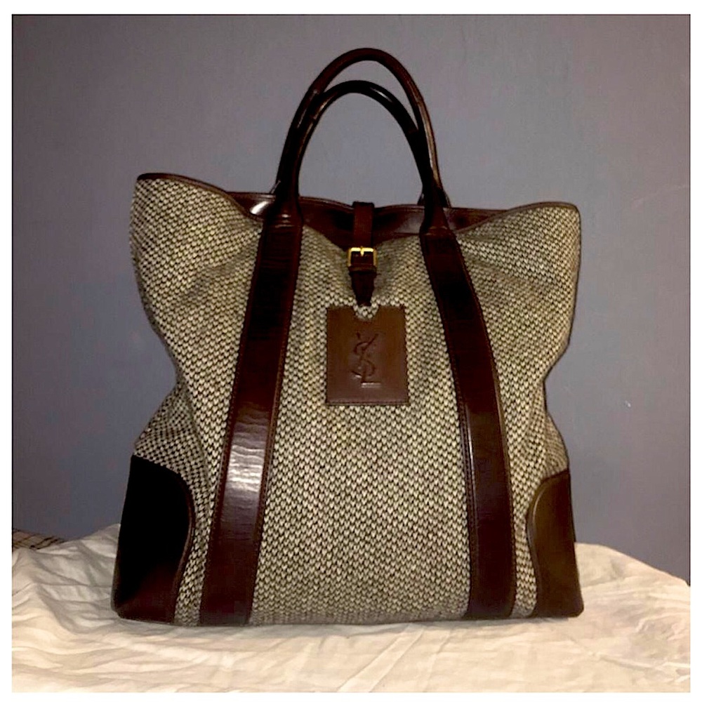 Saint Laurent Tweed Belted Tote